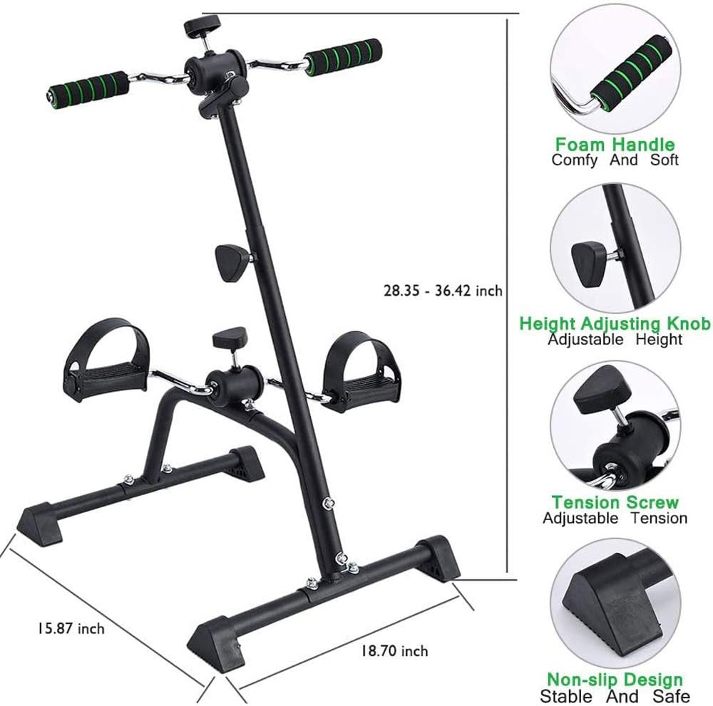 Pedal Exerciser Bike Hand Arm Leg and Knee Peddler Adjustable Fitness Equipment for Seniors, Elderly