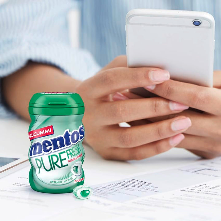 Mentos Kaugummi Pure Fresh Spearmint, 6 Boxen zuckerfreie Chewing Gum Dragees mit Spearmint-Geschmac