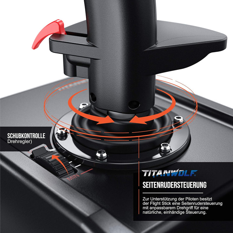 Titanwolf - PC Joystick - Flight Stick – Vierweg Joystick – HOTAS Funktion - stufenloser Schubregler