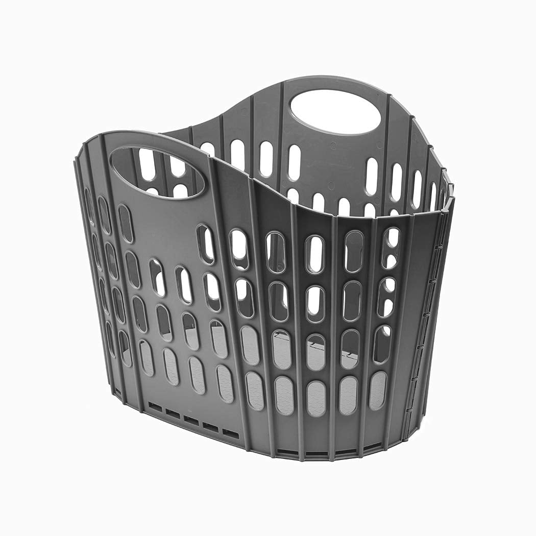 Addis Faltbarer Flacher Wäschekorb, einfach zu verstauen, Kunststoff, dunkelgrau, 38 Litre 38 Litre