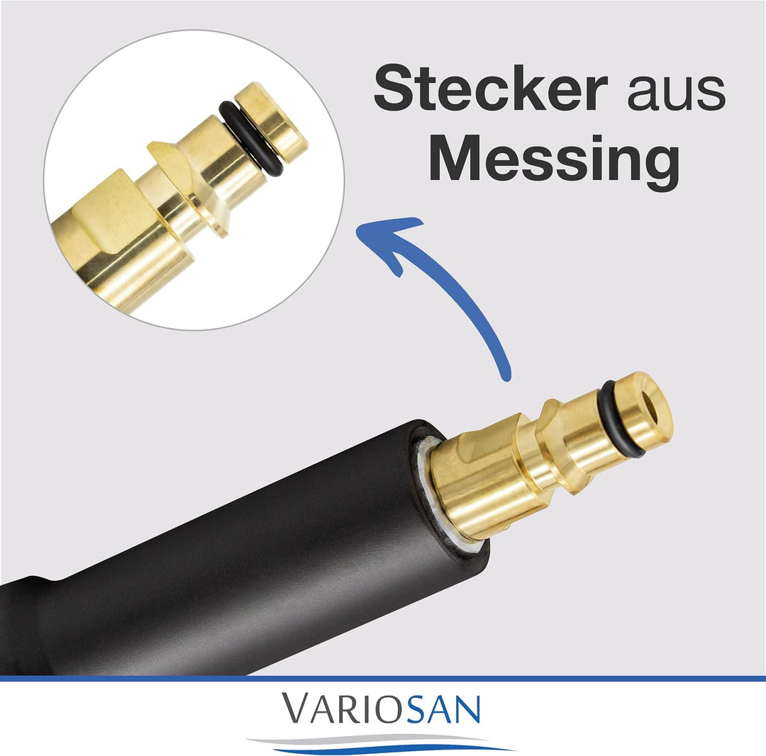 VARIOSAN Hochdruckschlauch für Hochdruckreiniger 16577, 15 m, Quick Connect, schwarz, 200 bar, passe