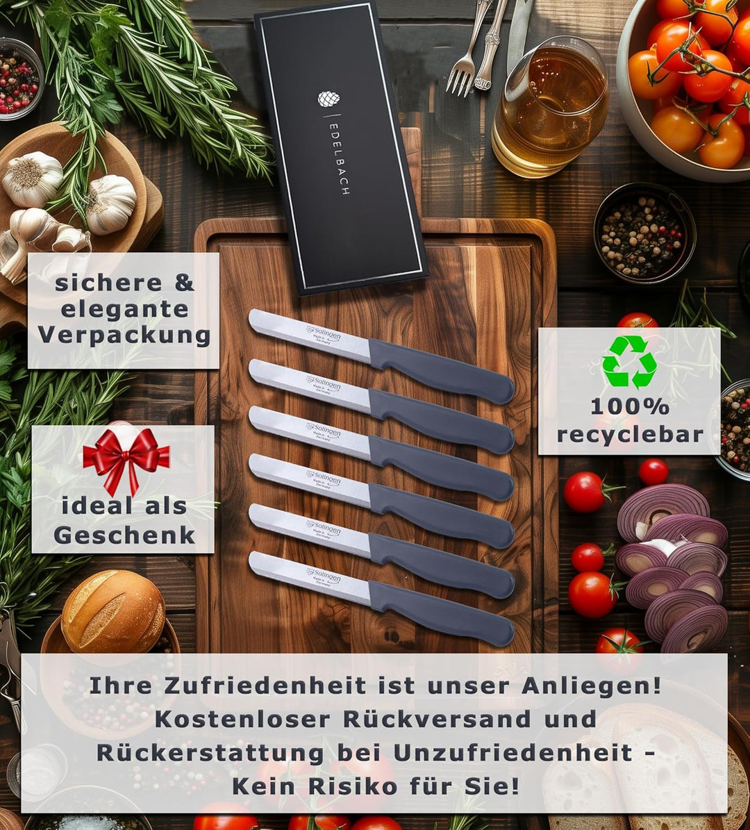 Solingen Küchenmesser Set | Frühstücksmesser m. Feinschliff | Ultrascharf Messerset Made in Germany