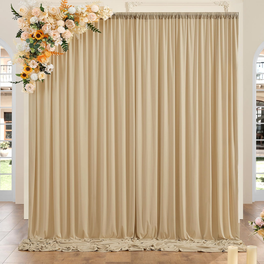 3x3 m Beige Vorhang für Kulissen, Party-Hintergrund Vorhang Beige Hochzeit Hintergrund, Polyester Be
