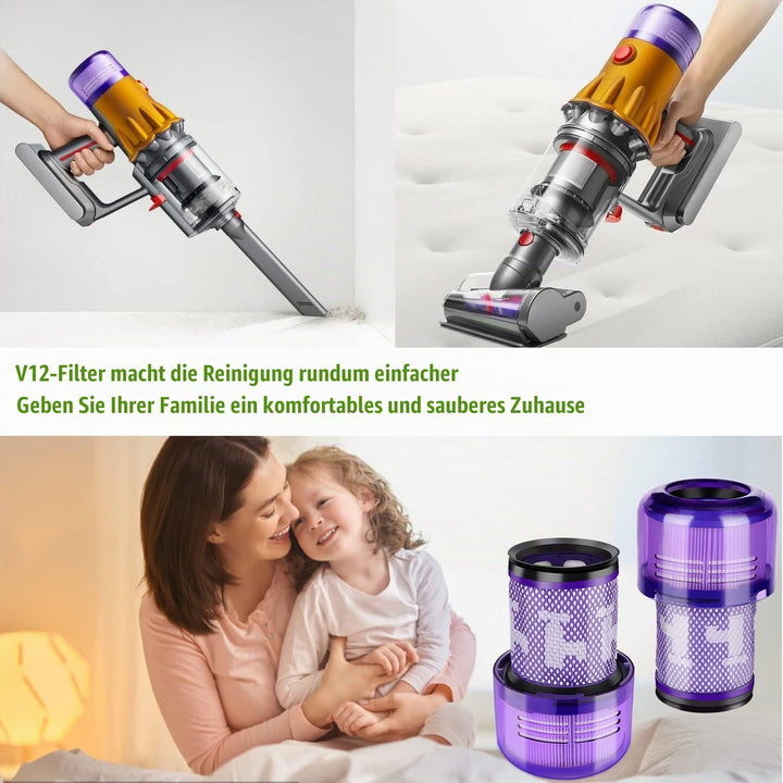 Rebirthcare 2 Stück V12 Filter für Dyson V12 Detect Slim Absolute Extra Pro Plus Motorhead Complete