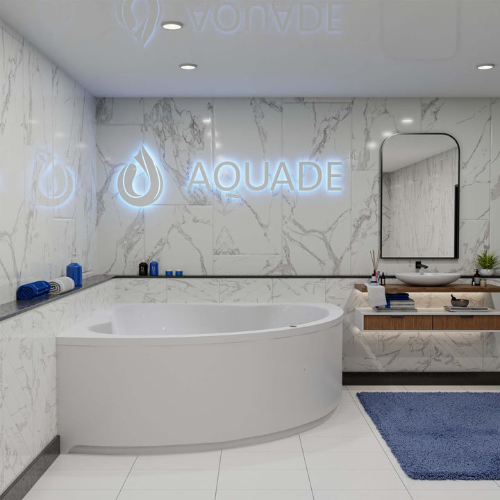 AQUADE Acryl Eckbadewanne 140x140 Modell: Koblenz - Weiss Badewanne Komplettset 140x140 - Badewannen