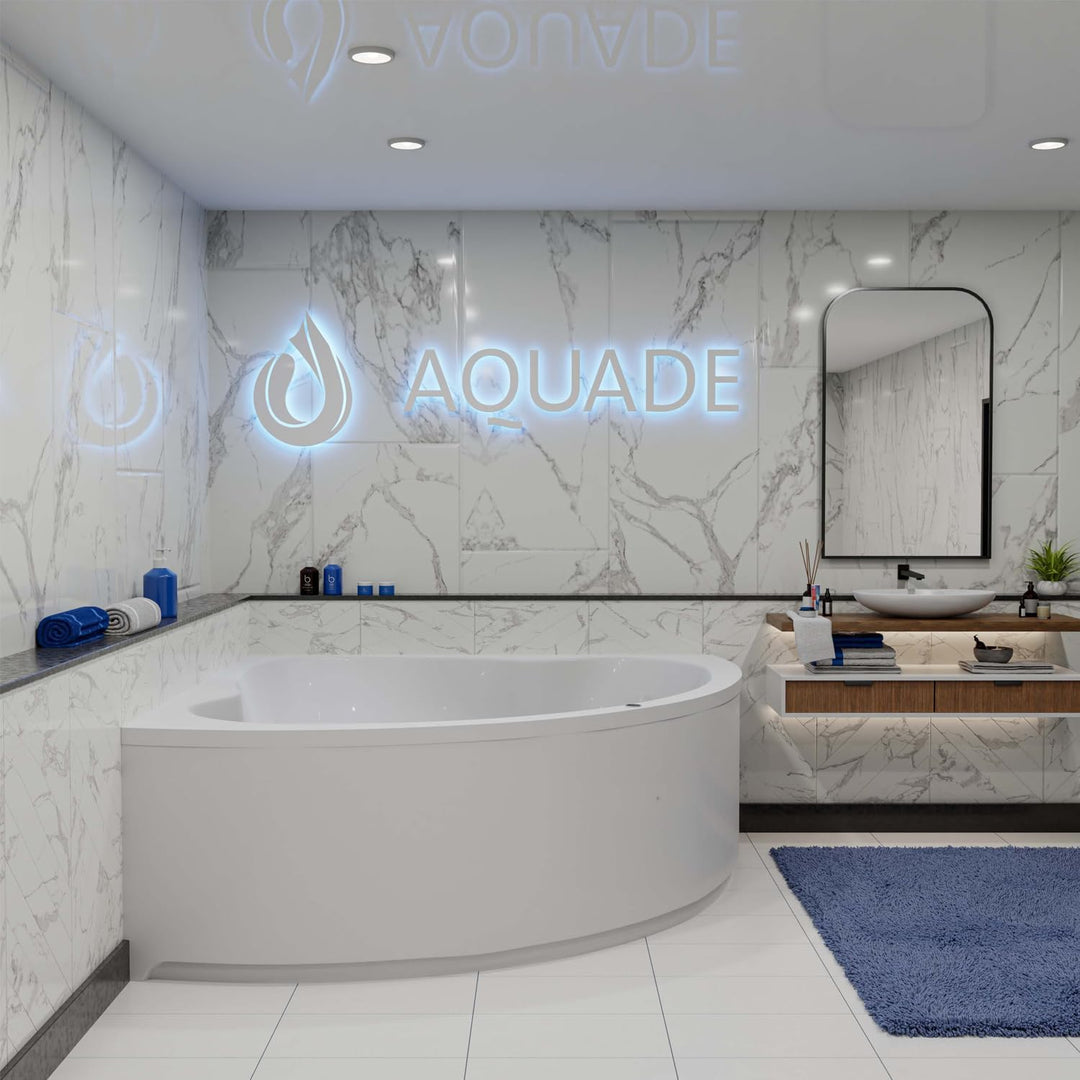AQUADE Acryl Eckbadewanne 140x140 Modell: Koblenz - Weiss Badewanne Komplettset 140x140 - Badewannen