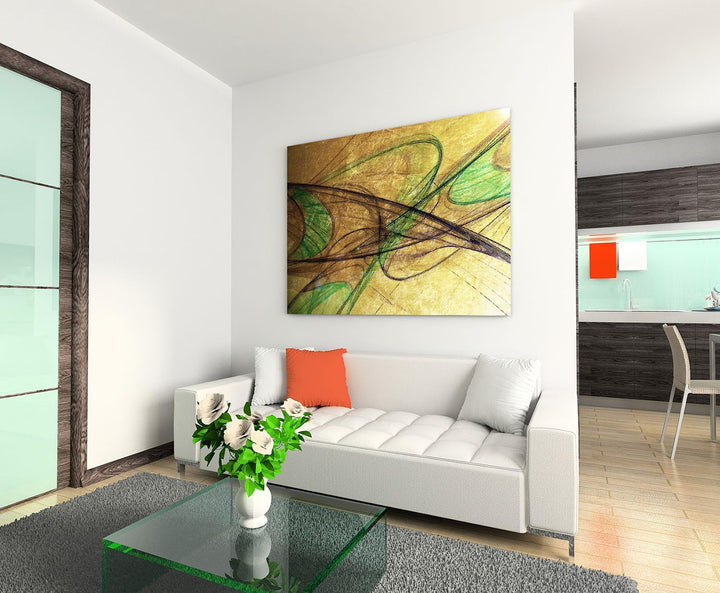 Paul Sinus Art 60x80cm Abstrakt022_Leinwandbild Abstrakte braun grün schwarz Kunst Kunstdruck auf Le