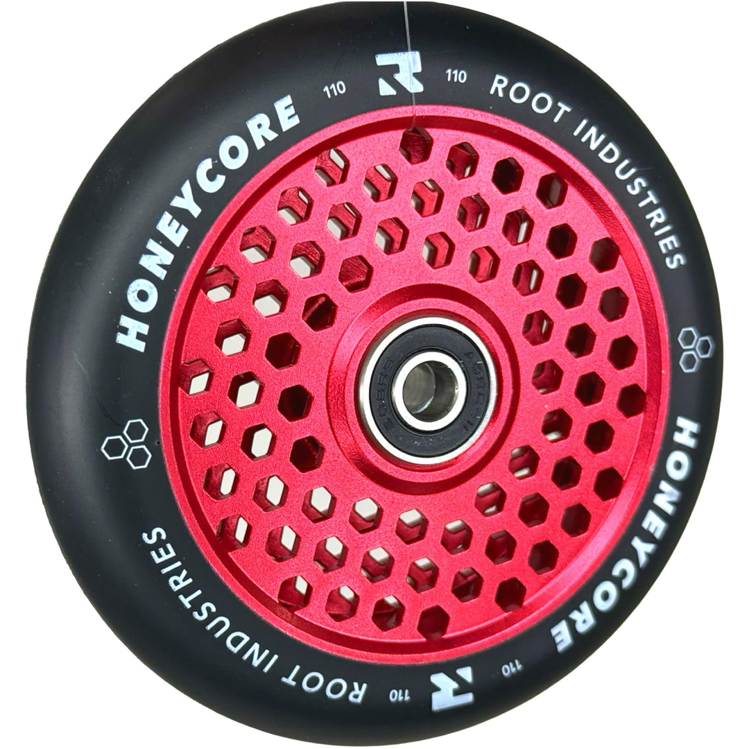 Root Industrie Air Honeycore 110mm Stunt-Scooter Rolle + Fantic26 Sticker (Rot/Pu Schwarz) Rot / Pu