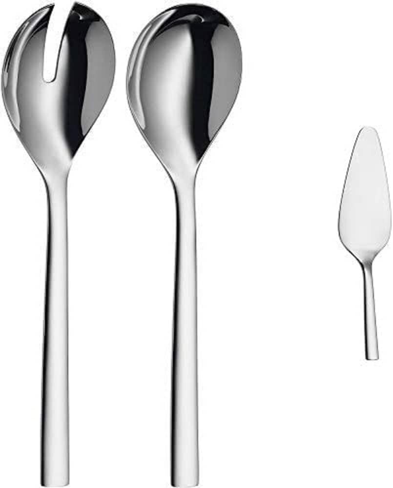 WMF Nuova Salatbesteck Edelstahl 25 cm, klein, Salatgabel und Servierlöffel, Cromargan Edelstahl pol