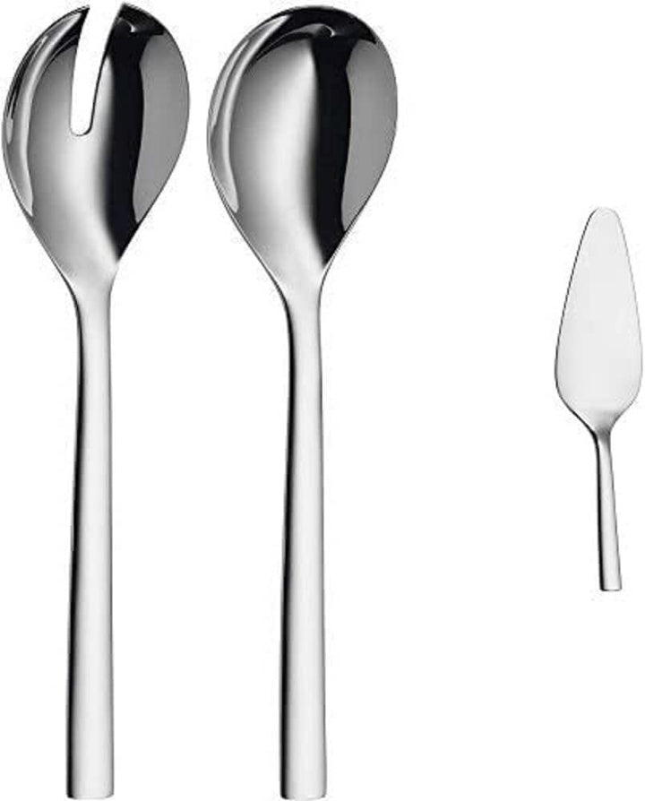 WMF Nuova Salatbesteck Edelstahl 25 cm, klein, Salatgabel und Servierlöffel, Cromargan Edelstahl pol