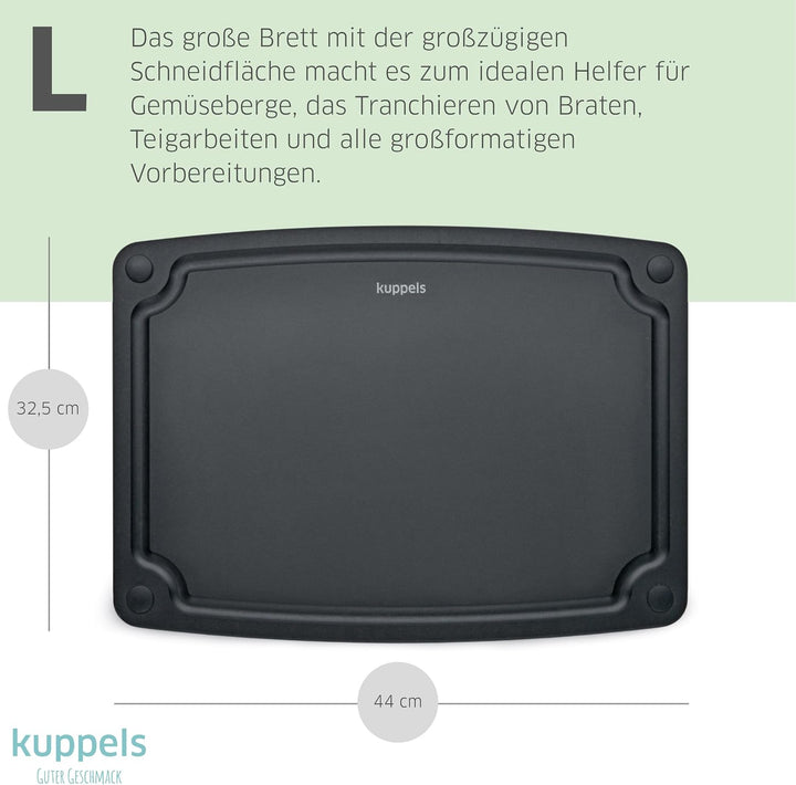 Kuppels NERO Holzfaser Schneidebrett Set 3-teilig, Küchenbretter ohne Plastik mit Saftrille und Sili