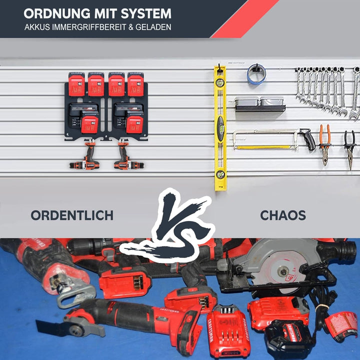 TOPOWN 3in1 Pro Wandhalterung für Einhell Ladegeräte und 18V Akku, für Power X-Change Charger, Twinc
