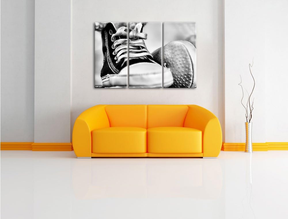 Pixxprint Trendige Schuhe / 3-Teilig/Gesamtmass 120cm Leinwandbild bespannt auf Holzrahmen/Wandbild