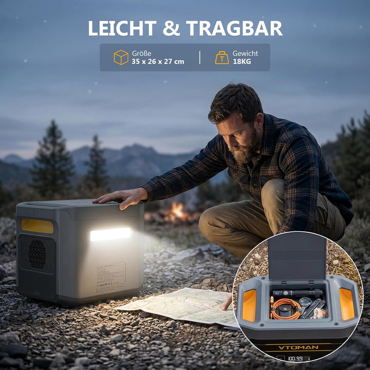 VTOMAN FlashSpeed 2400 Tragbare Powerstation mit Überbrückungskabel, FlashSpeed 2400