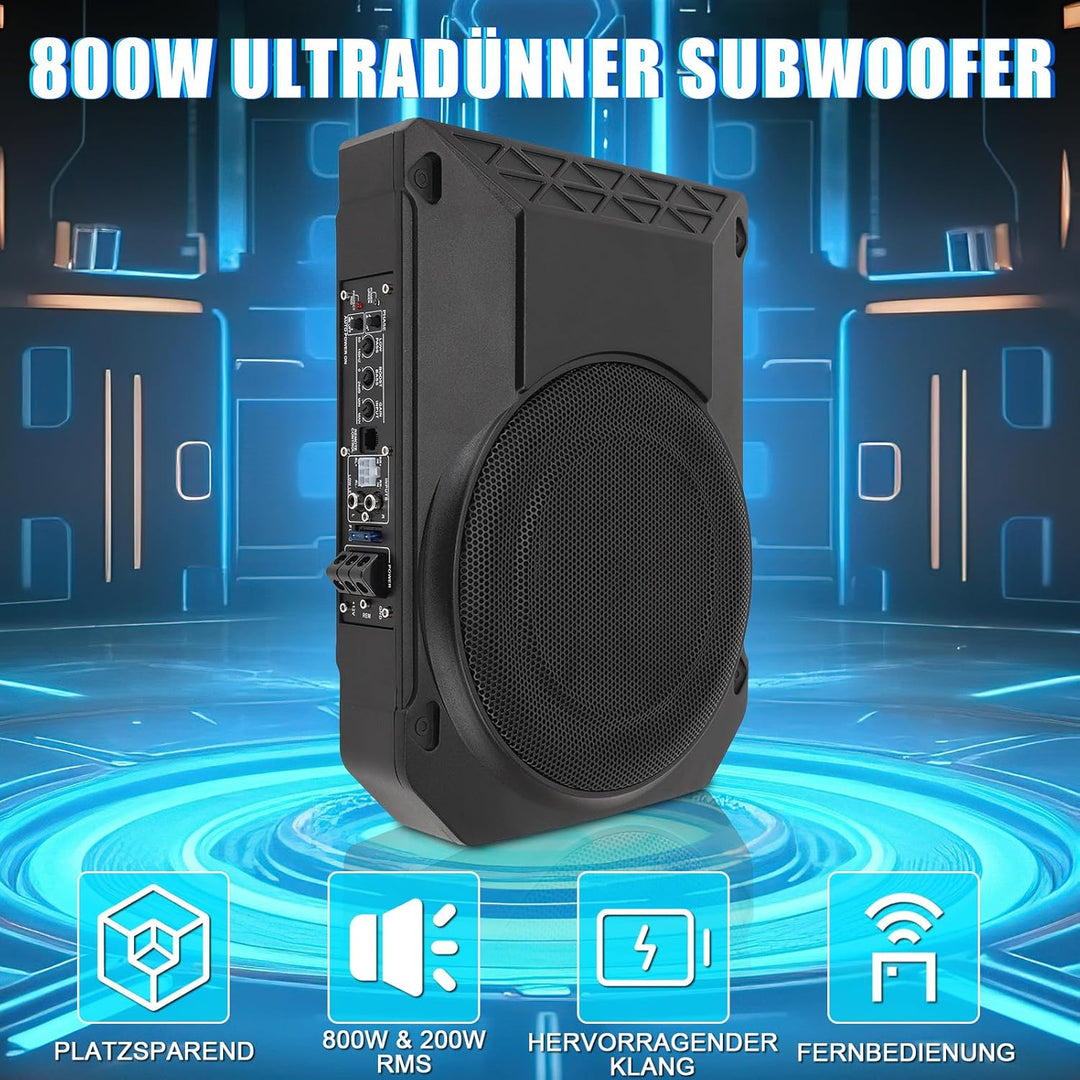 10 Zoll Aktiv Subwoofer, Ultra Dünn 800W 2.5 Ohm, Unter Sitz für Fahrzeug Sound-System, mit Controll