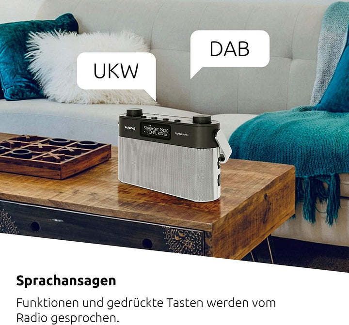 TechniSat TECHNIRADIO 8 - Portables Digitalradio mit Tragegriff (DAB+, UKW, Stereo, Sprachansagen, R