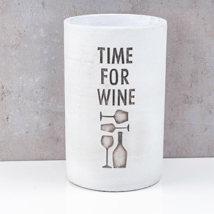 levandeo Beton Weinkühler Grau H21cm Flaschenkühler Time for Wine Sektkühler Tischdeko Spruch Candle