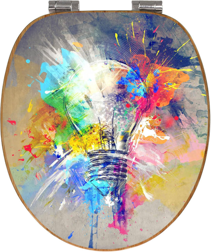 banjado® Design WC Sitz Bambus Absenkautomatik mit Motiv Idee/Toilettendeckel mit Absenkautomatik Ho