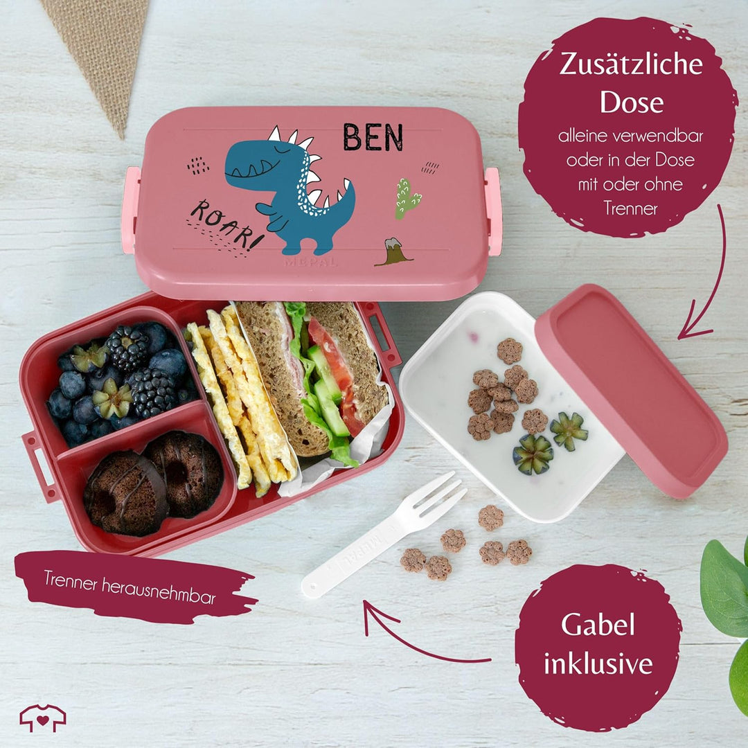 Bento Box Midi für Mepal Bentobox - Kinder Dino Brotbox Dinosaurier Lunchbox Dinosaurus Vesperdose D