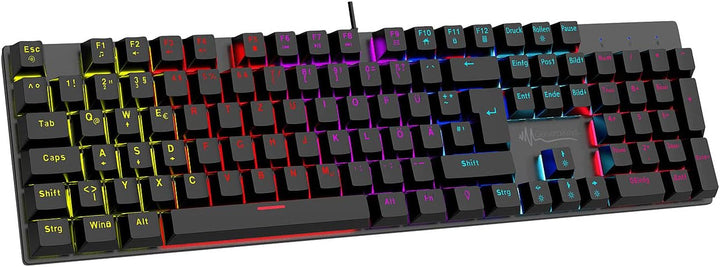 GeneralKeys Gamer Tastatur: Mechanische Metall-Gaming-Tastatur, buntes Licht, Anti-Ghosting, IP45 (B