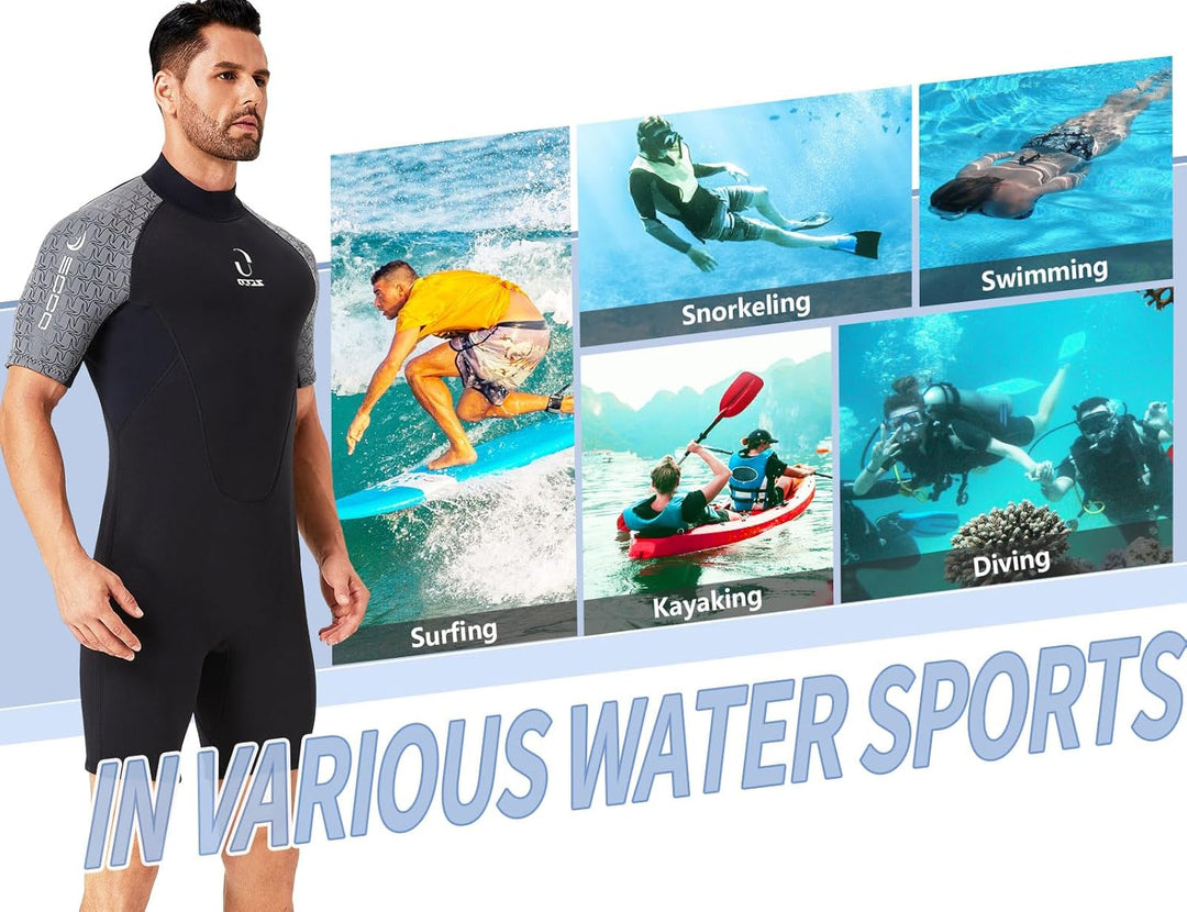 Neoprenanzug Damen Rückenreissverschluss Kurzer Neoprenanzug Herren 3mm Neopren Kurzarm Neoprenanzug