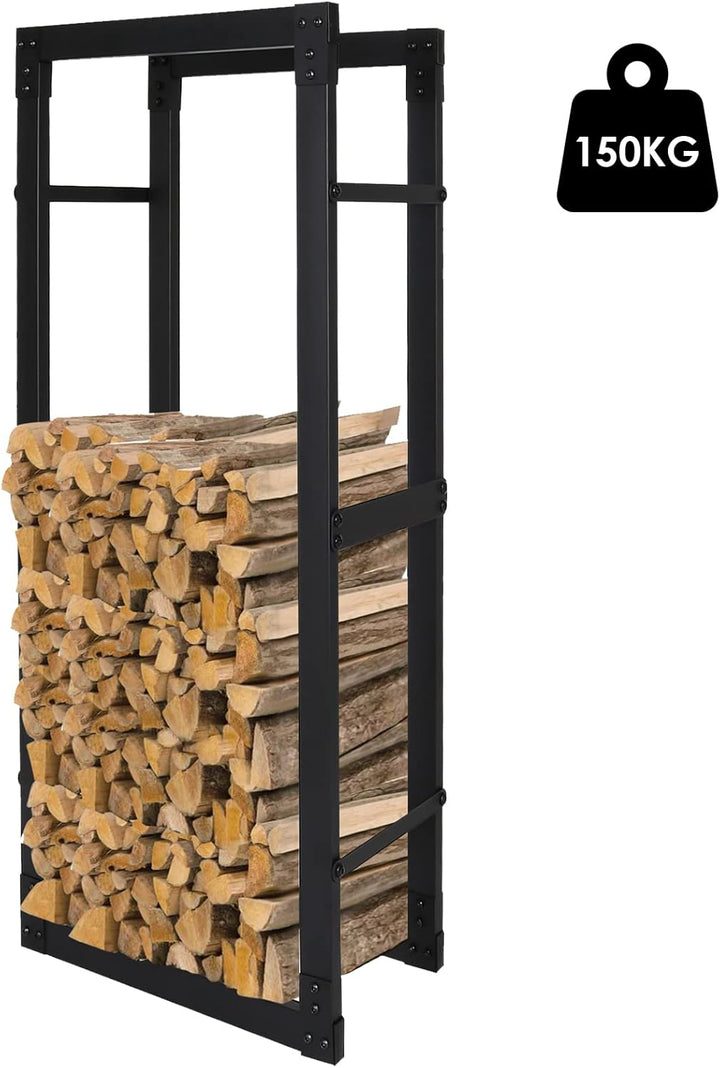 Fiqops Kaminholzregal aus Stahl Brennholzregal Feuerholzregal In Matt Schwarzem Design und Stabiles
