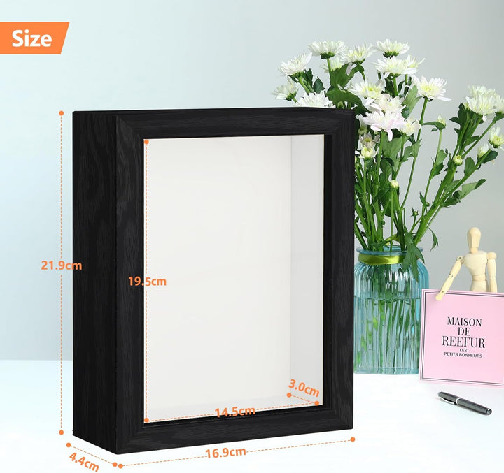 2er 3D Bilderrahmen zum Befüllen, 3D Bilderrahmen Tiefer Objektrahmen 15 x 20 cm mit Transparente Ec