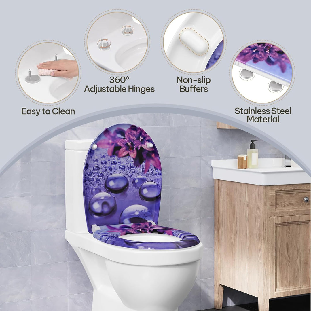 eSituro Toilettendeckel, WC Sitz mit Absenkautomatik, Klodeckel mit Schnellverschluss, 360° verstell