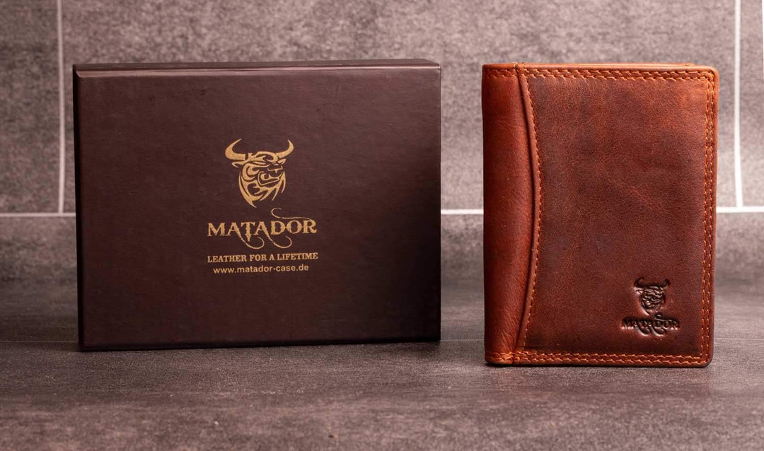 MATADOR Kleines RFID Blocker Portemonnaie Herren Klein Leder | Kleine Geldbörse Herren Slim Wallet m