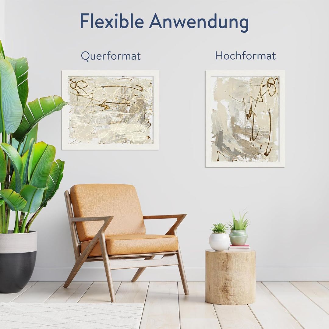 WANDStyle Bilderrahmen Strandhaus Stil 40x50cm I Farbe: Weiss I Fotorahmen I rustikaler Holzbilderra