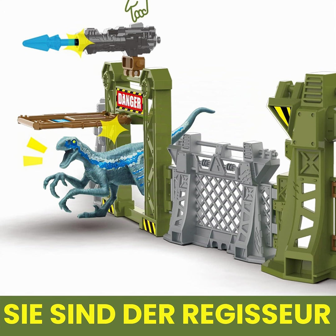 Oriate Dinosaurier Catch n Run Kampfspielset, inklusive Big Trex & Carnotaurus 12 Miniatur-Dino-Figu