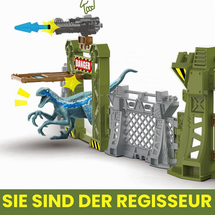 Oriate Dinosaurier Catch n Run Kampfspielset, inklusive Big Trex & Carnotaurus 12 Miniatur-Dino-Figu