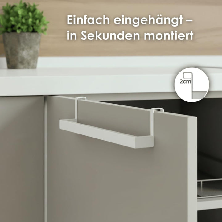 Geschirrtuchhalter Küche | Handtuchhalter ohne Bohren zum Einhängen am Küchenschrank | inkl. 4 Haken
