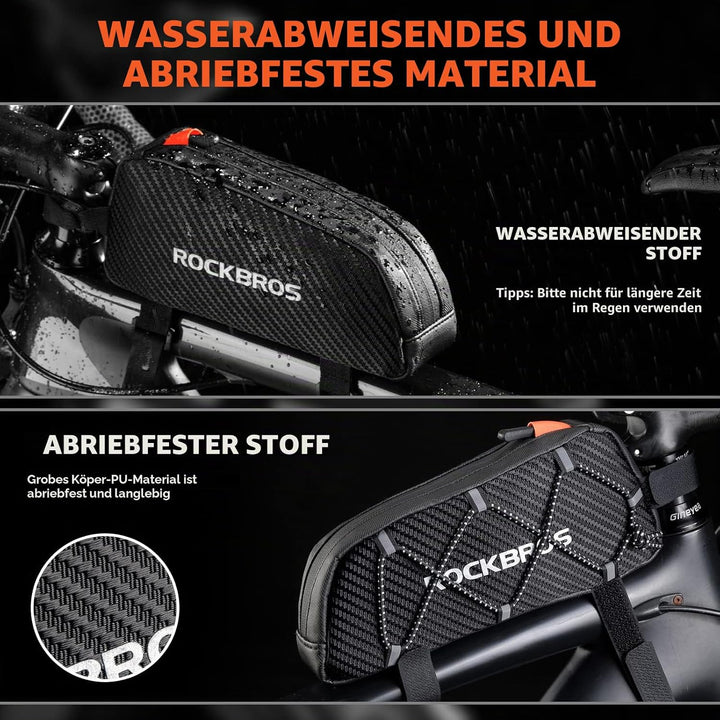 ROCKBROS Rahmentasche Fahrradtasche für Fahrradrahmen Oberrohrtasche ca.1L 22 * 10 * 5,5cm