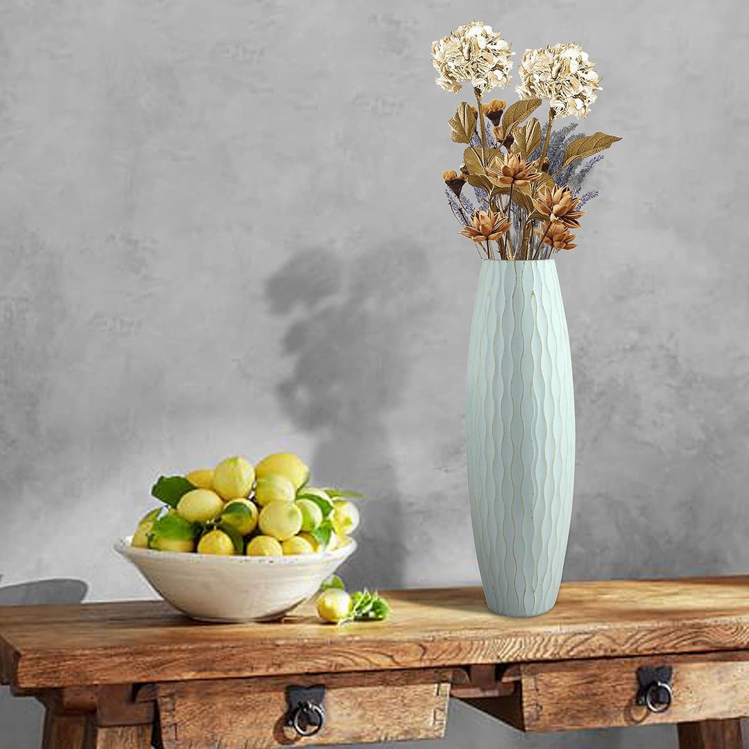 Stonebriar SB-5076C Beach Nostalgie Grosse Vase aus verwittertem blassem Ozean, Holz, Hellblau, 40 c