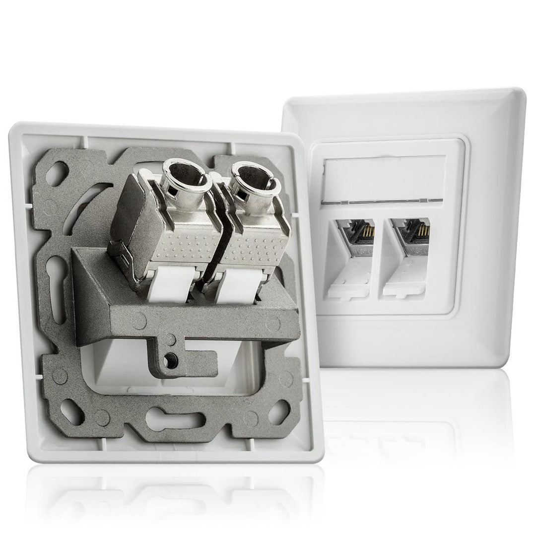 deleyCON 24x Keystone Modul CAT 6a Jack - Vollgeschirmt STP RJ45 Buchse Werkzeugfrei Dank Snap-In Mo