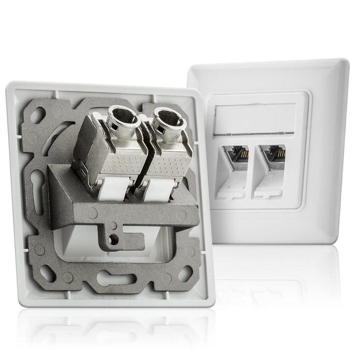 deleyCON 24x Keystone Modul CAT 6a Jack - Vollgeschirmt STP RJ45 Buchse Werkzeugfrei Dank Snap-In Mo