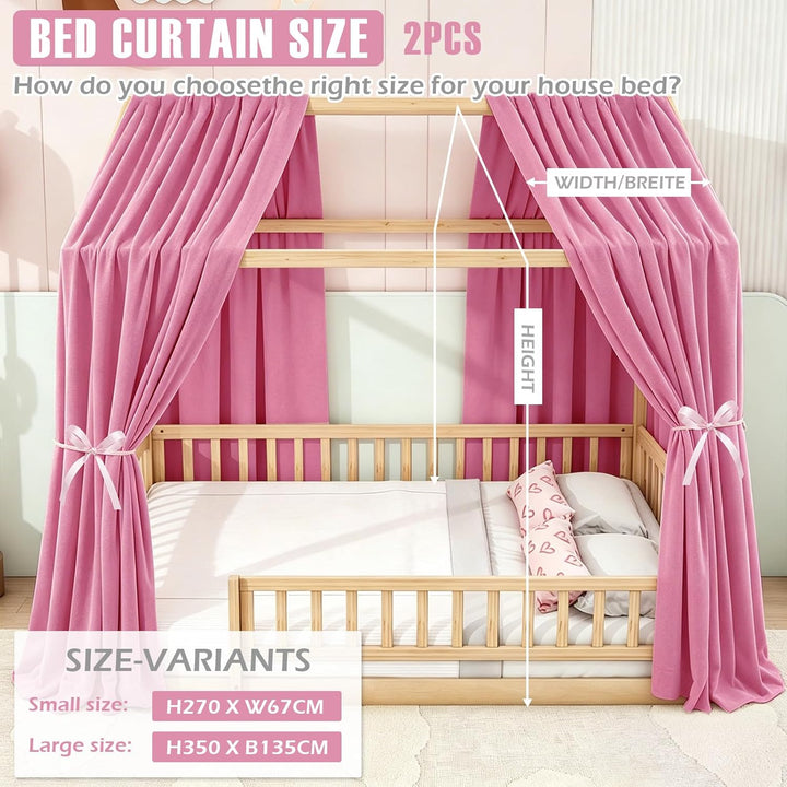Hausbett Himmel, 2PCS Betthimmel Hausbett, Musselin himmelbett vorhänge, Hausbett Vorhang für Hausbe