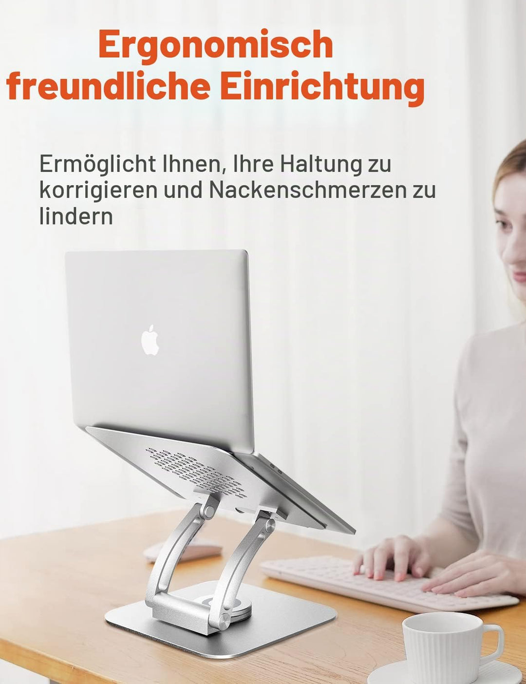 Laptop Ständer mit 360° Drehbarer Basis, Ergonomisch Laptopständer Höhenverstellbar, Laptop Erhoehun