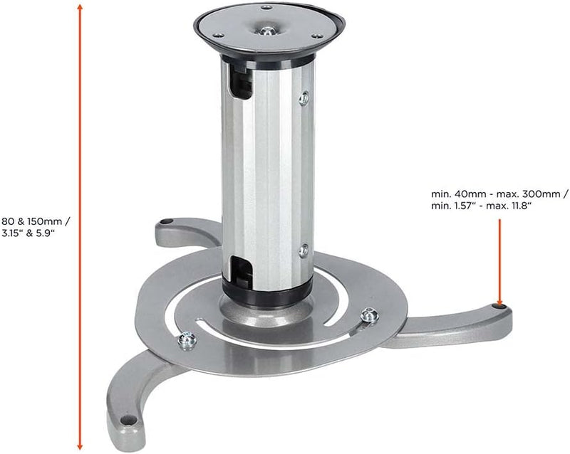 celexon Beamer-Deckenhalterung universal PS 815-8/15cm Deckenabstand - Silber - Halterung mit Kugelg