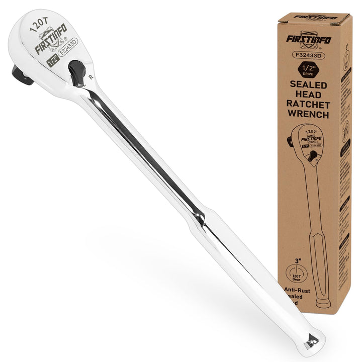 FIRSTINFO F32433D Ratsche 1/2″(12.7 mm) – versiegelter Kopf mit 120 Zähnen | kompakter umkehrbarer K