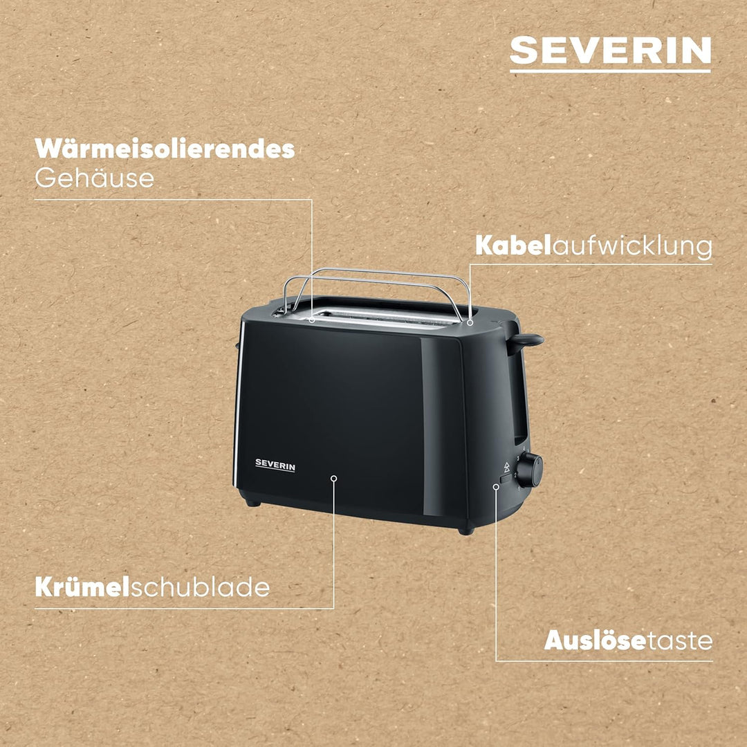 SEVERIN Automatik-Toaster, Toaster mit Brötchenaufsatz, hochwertiger Toaster mit Krümelschublade und