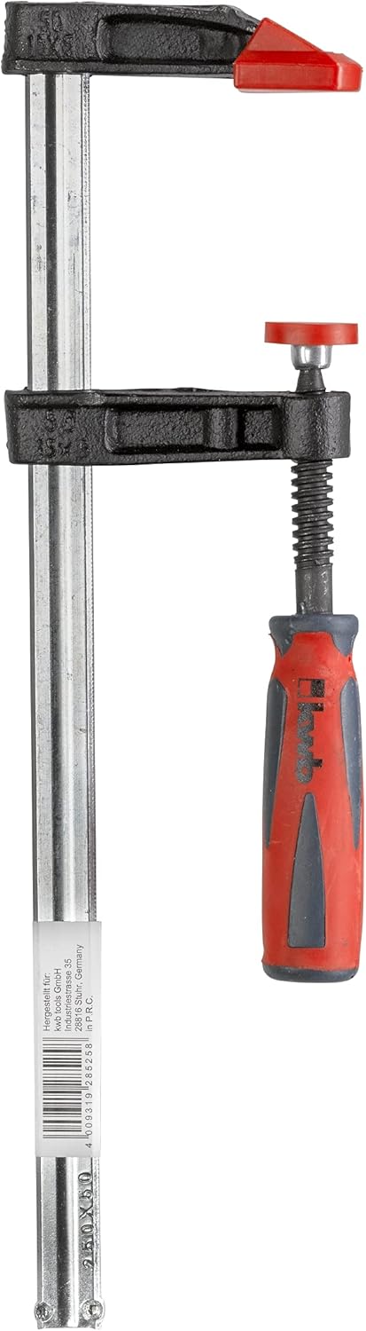 kwb Profi Schraub-Zwinge mit 2-Komponentengriff 50x250, Spann-Weite 250 mm, Spanntiefe 50 mm, Spannb