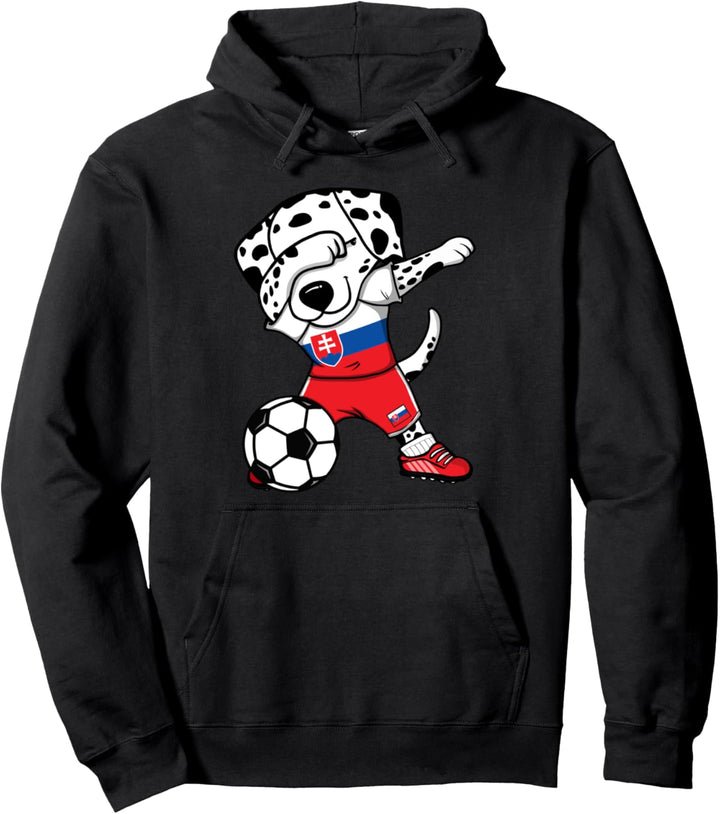 Dabbing Dalmatiner Hund Slowakei Fussball Slowakische Flagge Pullover Hoodie