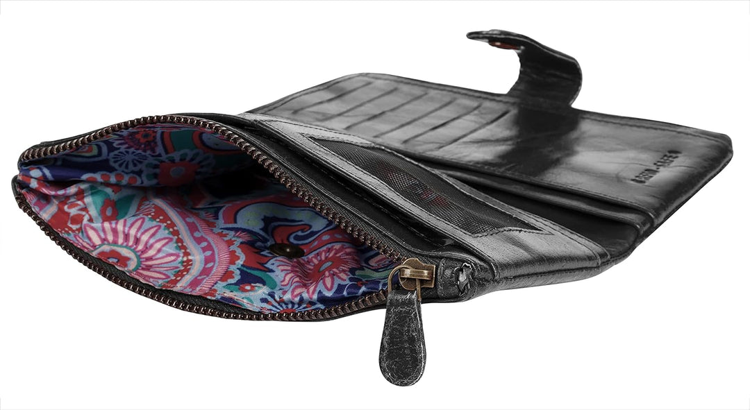 bruno banani Geldbörse Echt Leder schwarz Damen - 021754, Schwarz