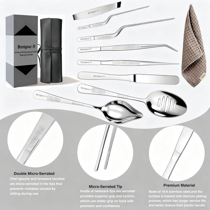 Chef Plattierwerkzeuge, professionelles kulinarisches Beschichtungswerkzeug-Set, Edelstahl-Fischpinz