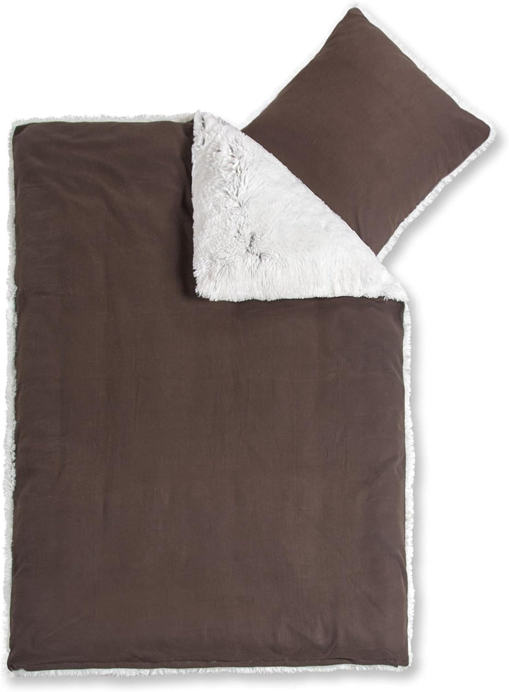 CelinaTex Minka Bettwäsche 155 x 220 cm 4teilig Longhair Felloptik Bettbezug Creme weiss braun 155 x
