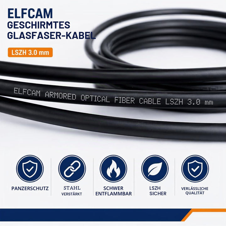 Elfcam® - Gepanzerte Glasfaser-kabel LC/UPC auf LC/UPC OS2 Duplex Singlemode 9/125µm LSZH, LWL-Kabel
