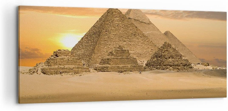 Wandbilder Dekoration Wohnzimmer Pyramide ägypten wüste Panorama Bilder auf Leinwand 120x50cm Leinwa