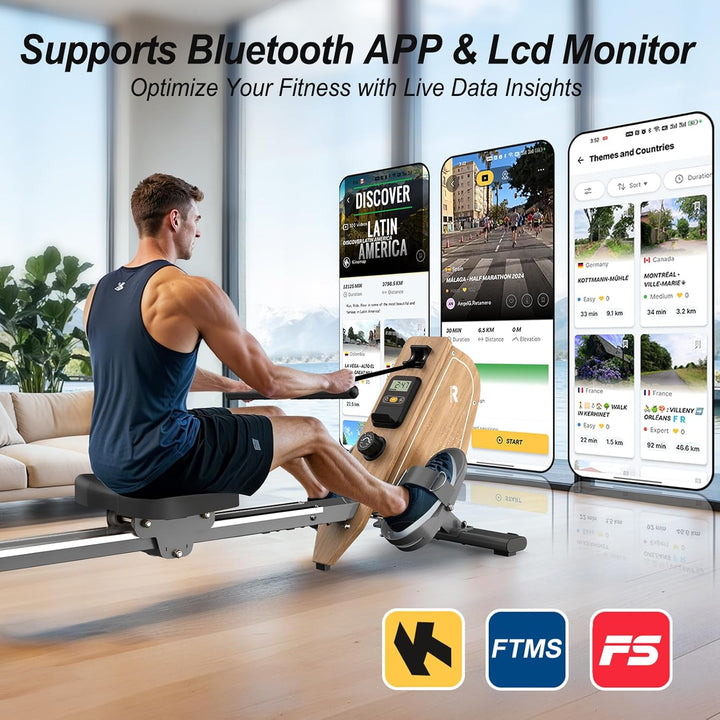 Rudergerät für Zuhause OR3,Magnetisches Rudergeräte mit Bluetooth Monitor,16 Resistance Levels,Kompa